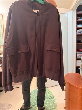 Perry Ellis Men's Dark Brown Bomber Jacket